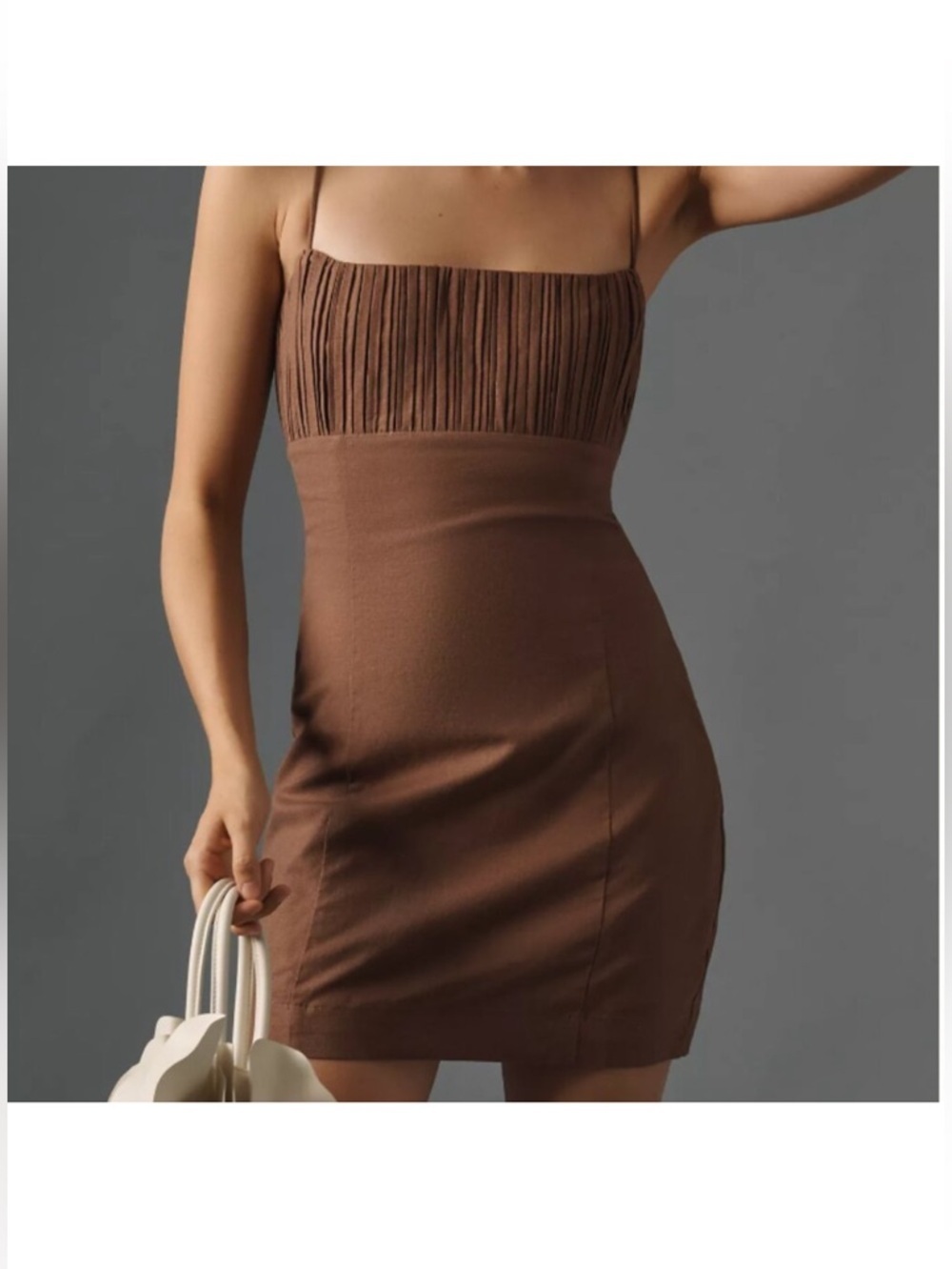Maeve the ophelia sleeveless linen blend mini dress brown 2